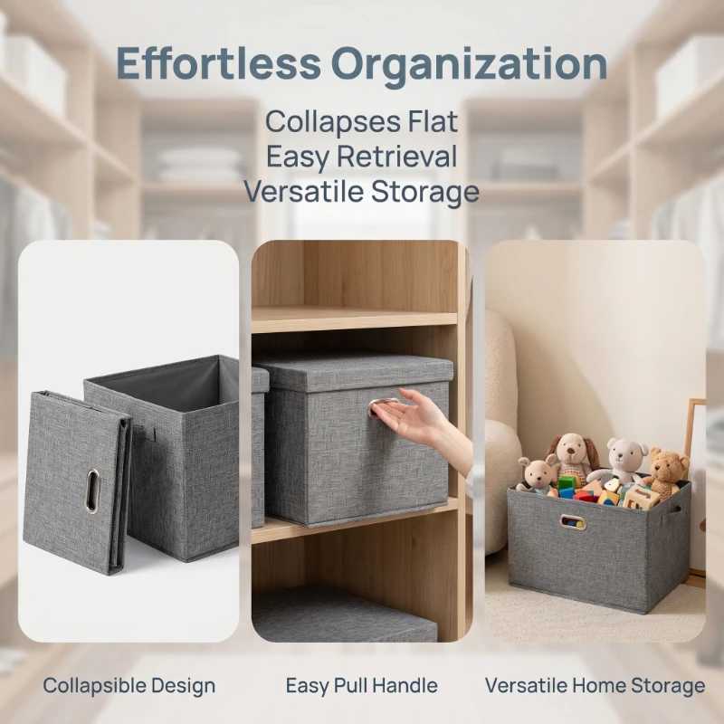 3pcs Cotton Linen Collapsible Storage Bin Detachable Lid Dustproof Moistureproof Design for Bedroom Clothing Toy Organizer
3pcs Cotton Linen Collapsible Storage Bin Detachable Lid Dustproof Moistureproof Design for Bedroom Clothing Toy Organizer