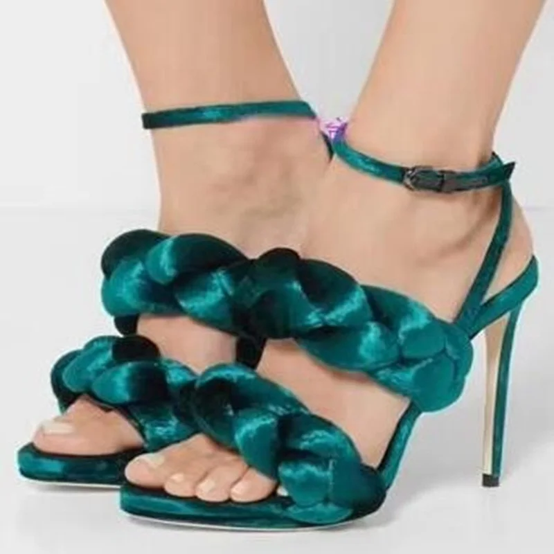 Green Velvet Twisted Woman Sandals Ankle Strap Cut-out Peep Toe Gladiator Sandals Women Thin Heels Wedding Shoes
Green Velvet Twisted Woman Sandals Ankle Strap Cut-out Peep Toe Gladiator Sandals Women Thin Heels Wedding Shoes