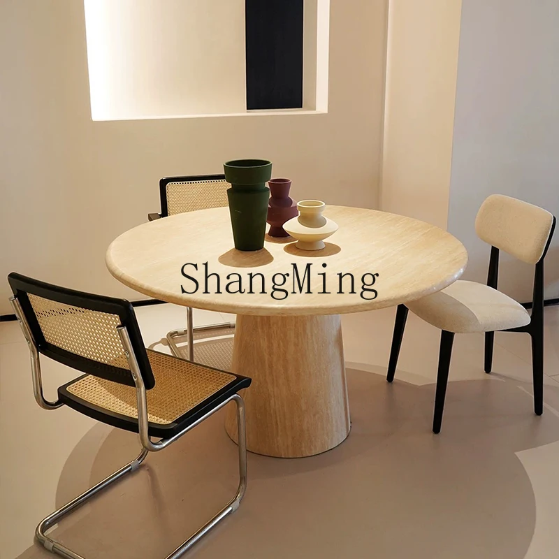 ZYY wabi sandy wind natural travertine round dining table retro home simple luxury stone dining table
ZYY wabi sandy wind natural travertine round dining table retro home simple luxury stone dining table