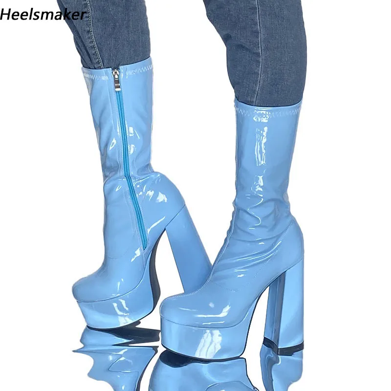 Sukeia Женские весенние сапоги до середины икры ручной работы с круглым носком и боковой молнией на массивном каблуке Светло-голубые туфли для выпускного вечера Женские размеры США 5-15
Sukeia Женские весенние сапоги до середины икры ручной работы с круглым носком и боковой молнией на массивном каблуке Светло-голубые туфли для выпускного вечера Женские размеры США 5-15