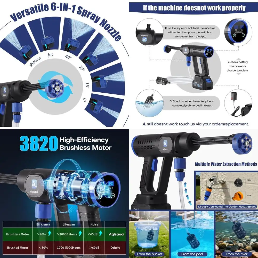 Портативная мойка высокого давления 1450 PSI с ЖК-дисплеем, регулируемым давлением, 2 аккумуляторами 21В и насадкой 6-в-1 для автомобиля, патио, автодома и двора
Портативная мойка высокого давления 1450 PSI с ЖК-дисплеем, регулируемым давлением, 2 аккумуляторами 21В и насадкой 6-в-1 для автомобиля, патио, автодома и двора