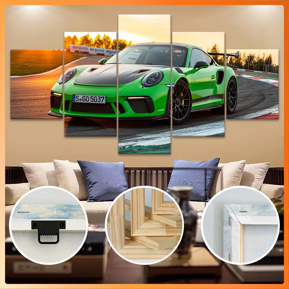 5pcs Wooden Framed Canvas, Green Racer at Sunset Track, Fashion Poster, Art for Home Decoration, Pattern Wall Art
5pcs Wooden Framed Canvas, Green Racer at Sunset Track, Fashion Poster, Art for Home Decoration, Pattern Wall Art
