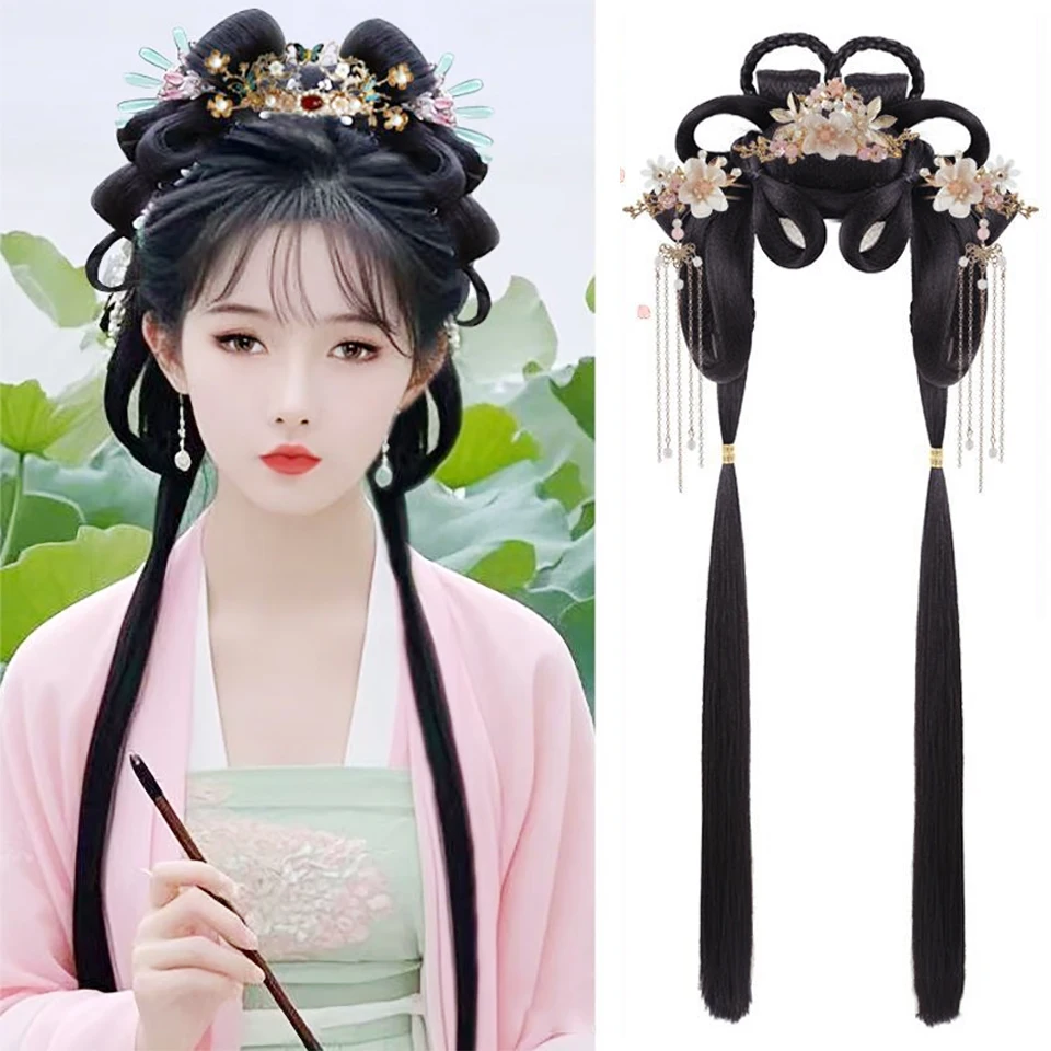 Synthetic Hanfu Wig headwear lazy headband Braid Wig integrated ancient style package hair styling hair Fluffy Hairstyle Daily
Synthetic Hanfu Wig headwear lazy headband Braid Wig integrated ancient style package hair styling hair Fluffy Hairstyle Daily