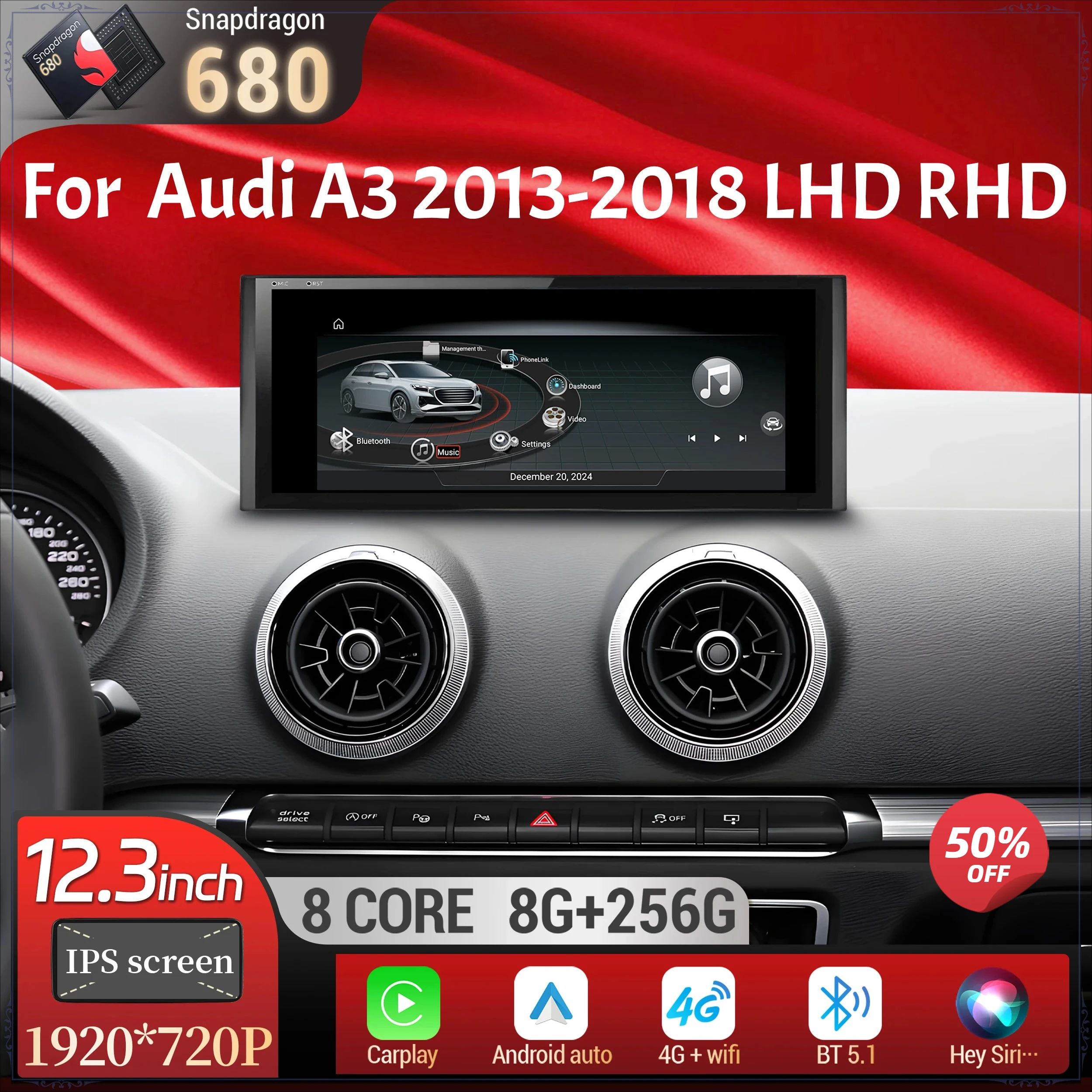 12.3 inch Android 14 Car Radio Wireless Bluetooth Carplay Qualcomm Snapdragon 680 System Head Unit Screen For Audi A3 2013-2018
12.3 inch Android 14 Car Radio Wireless Bluetooth Carplay Qualcomm Snapdragon 680 System Head Unit Screen For Audi A3 2013-2018