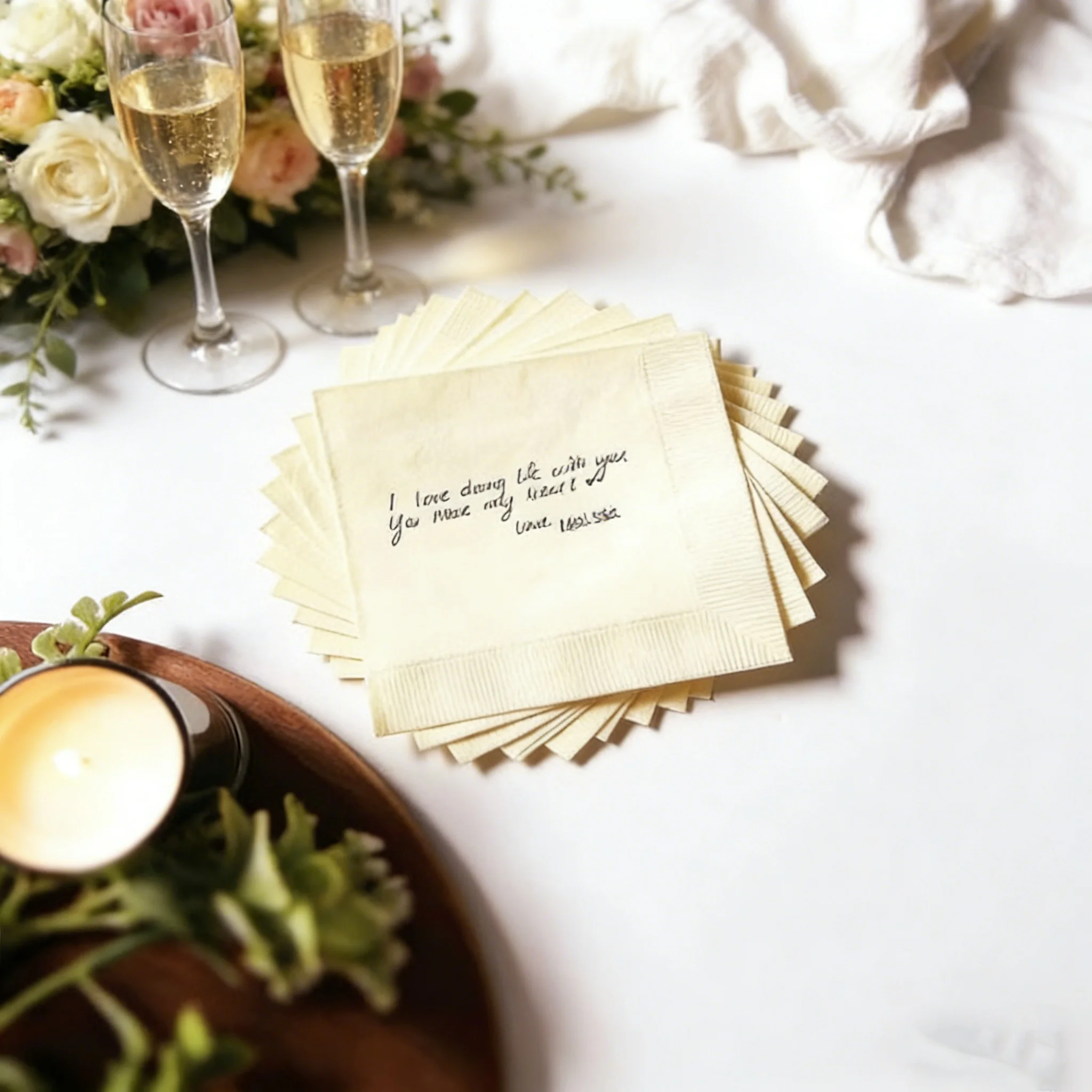 50pcs Foil Pressed Handwritten Script Wedding Napkins Custom Personalized Cocktail Napkins for Wedding Reception Table Decor
50pcs Foil Pressed Handwritten Script Wedding Napkins Custom Personalized Cocktail Napkins for Wedding Reception Table Decor