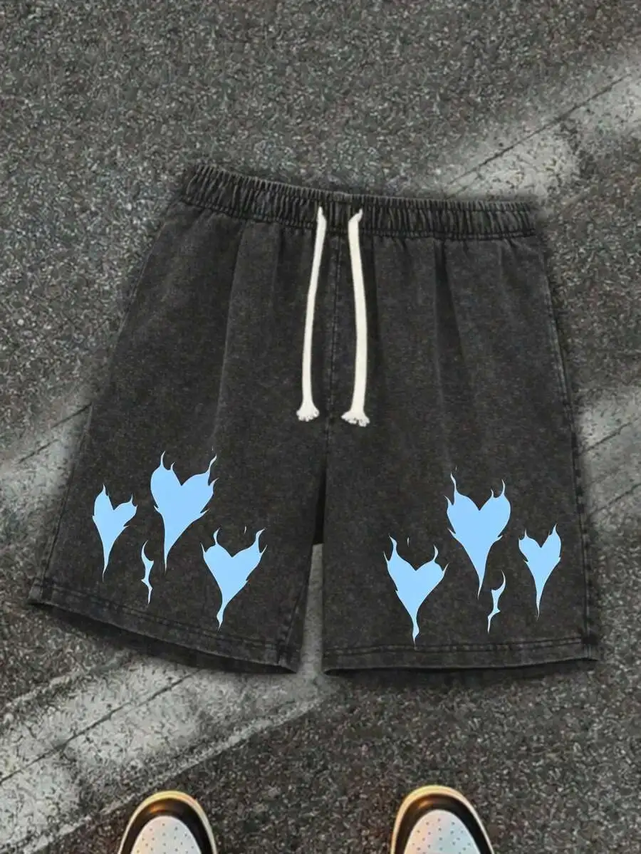 Mens Cotton Washed Shorts With Blue Heart Print Casual Comfortable For Daily Outdoor Fitness
Mens Cotton Washed Shorts With Blue Heart Print Casual Comfortable For Daily Outdoor Fitness