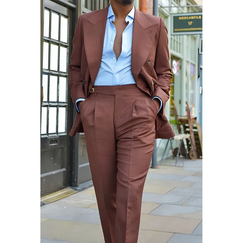 High Quality Men Suits Double Breasted Peak Lapel Formal Party 2 Piece Jacket Pants Set High Street Full Set Tenro Male Clothing
High Quality Men Suits Double Breasted Peak Lapel Formal Party 2 Piece Jacket Pants Set High Street Full Set Tenro Male Clothing