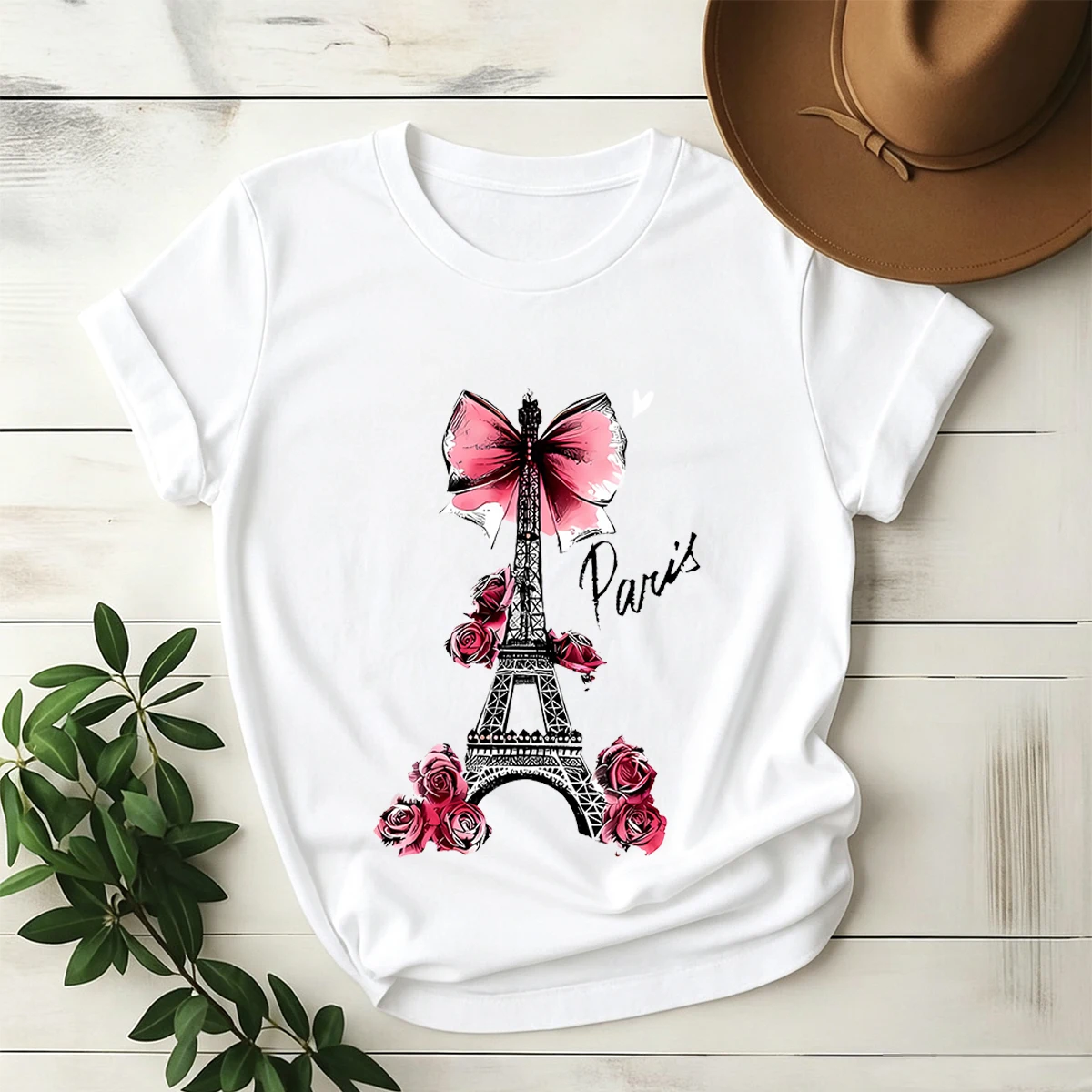 Plus Size Women Paris Eiffel Tower Pink Bow Rose Floral Graphic 100% Cotton Soft Loose Oversized Crew Neck Short Sleeve T-Shirt For Travel Romantic Lady Daily Casual Tops
Plus Size Women Paris Eiffel Tower Pink Bow Rose Floral Graphic 100% Cotton Soft Loose Oversized Crew Neck Short Sleeve T-Shirt For Travel Romantic Lady Daily Casual Tops
