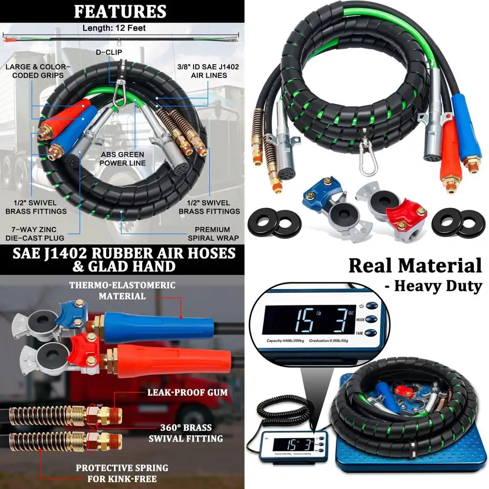 12 футов 3 в 1 ABS и шланг электровоздушной линии с ручками Glad и 4 ручными уплотнениями Glad для полугрузовика с прицепом-тягателем
12 футов 3 в 1 ABS и шланг электровоздушной линии с ручками Glad и 4 ручными уплотнениями Glad для полугрузовика с прицепом-тягателем