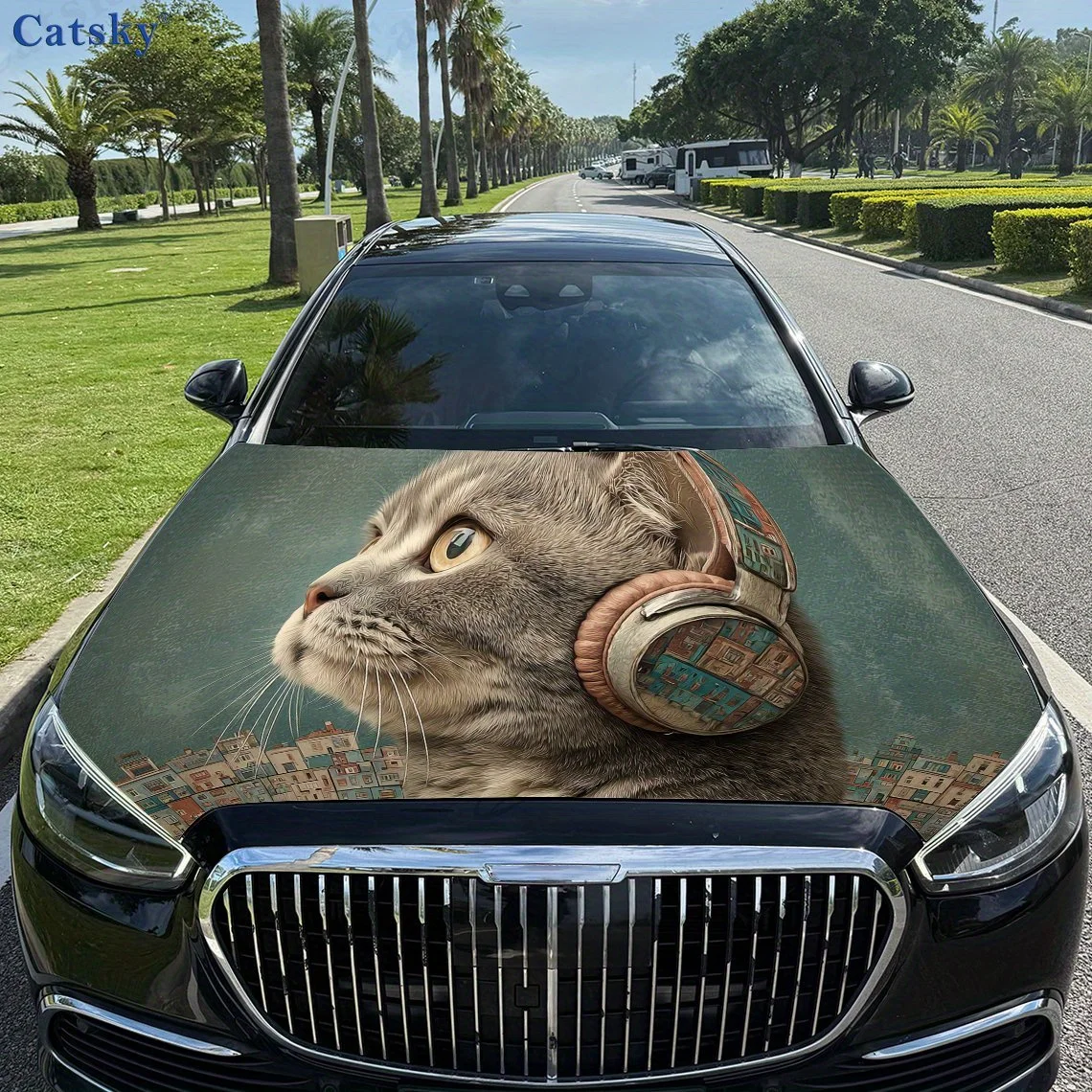 Cat Headphones Music Car Hood Sticker PVC Self Waterproof Stick, Striking Auto Exterior Accessories Decor Protect Gift for Lover
Cat Headphones Music Car Hood Sticker PVC Self Waterproof Stick, Striking Auto Exterior Accessories Decor Protect Gift for Lover