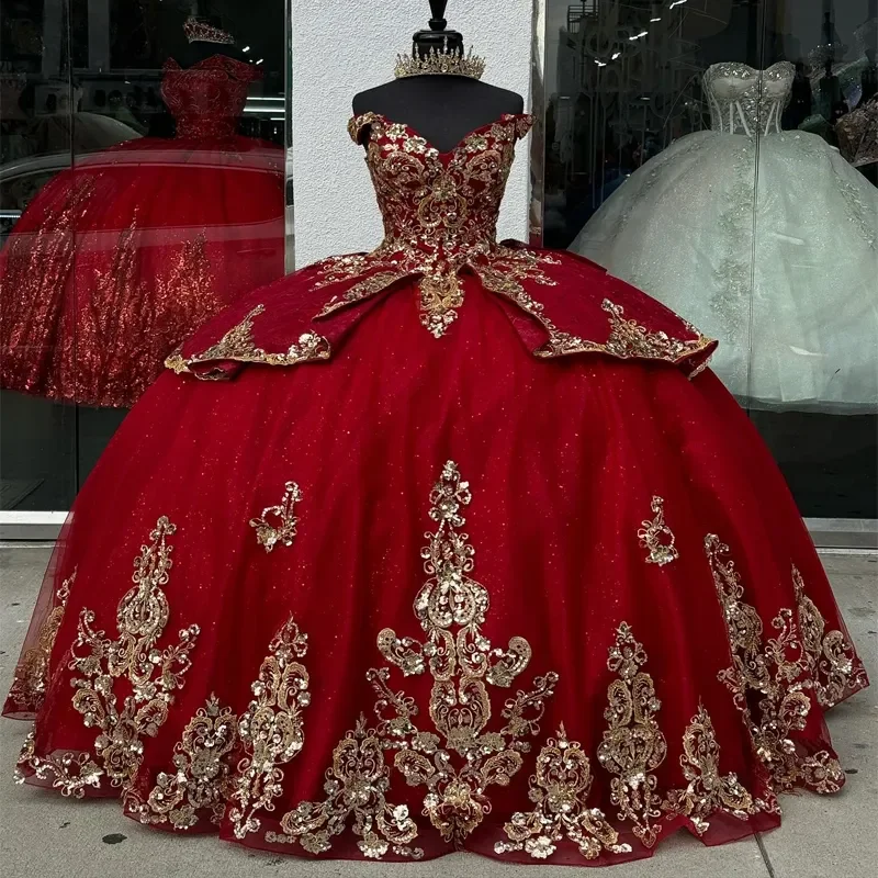 Shiny Wine Red Off The Shoulder Quinceanera Dress Ball Gown Applique Lace Tull Prom Pageant Dress vestidos de 15 Anos Custom
Shiny Wine Red Off The Shoulder Quinceanera Dress Ball Gown Applique Lace Tull Prom Pageant Dress vestidos de 15 Anos Custom