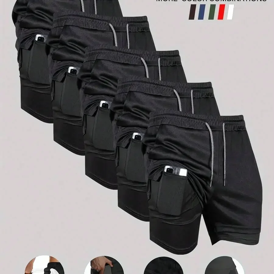 5 Pcs Mens Double Layer Basketball Shorts With Phone Pocket Quick Dry Breathable Sports Fitness Shorts
5 Pcs Mens Double Layer Basketball Shorts With Phone Pocket Quick Dry Breathable Sports Fitness Shorts