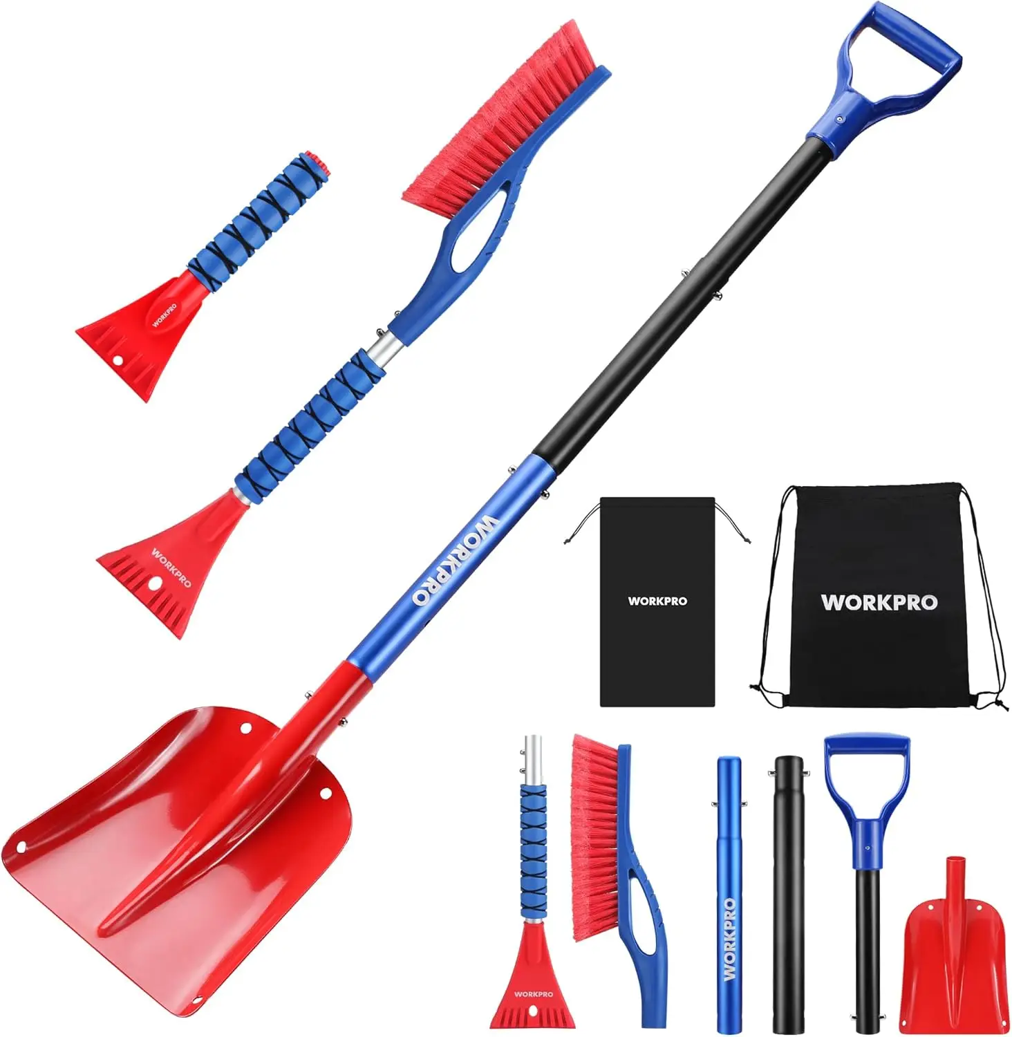 3-Piece Snow Removal Kit with Adjustable Shovel, Ice Scraper & Storage Bag for Car, Driveway Winter Conditions
3-Piece Snow Removal Kit with Adjustable Shovel, Ice Scraper & Storage Bag for Car, Driveway Winter Conditions