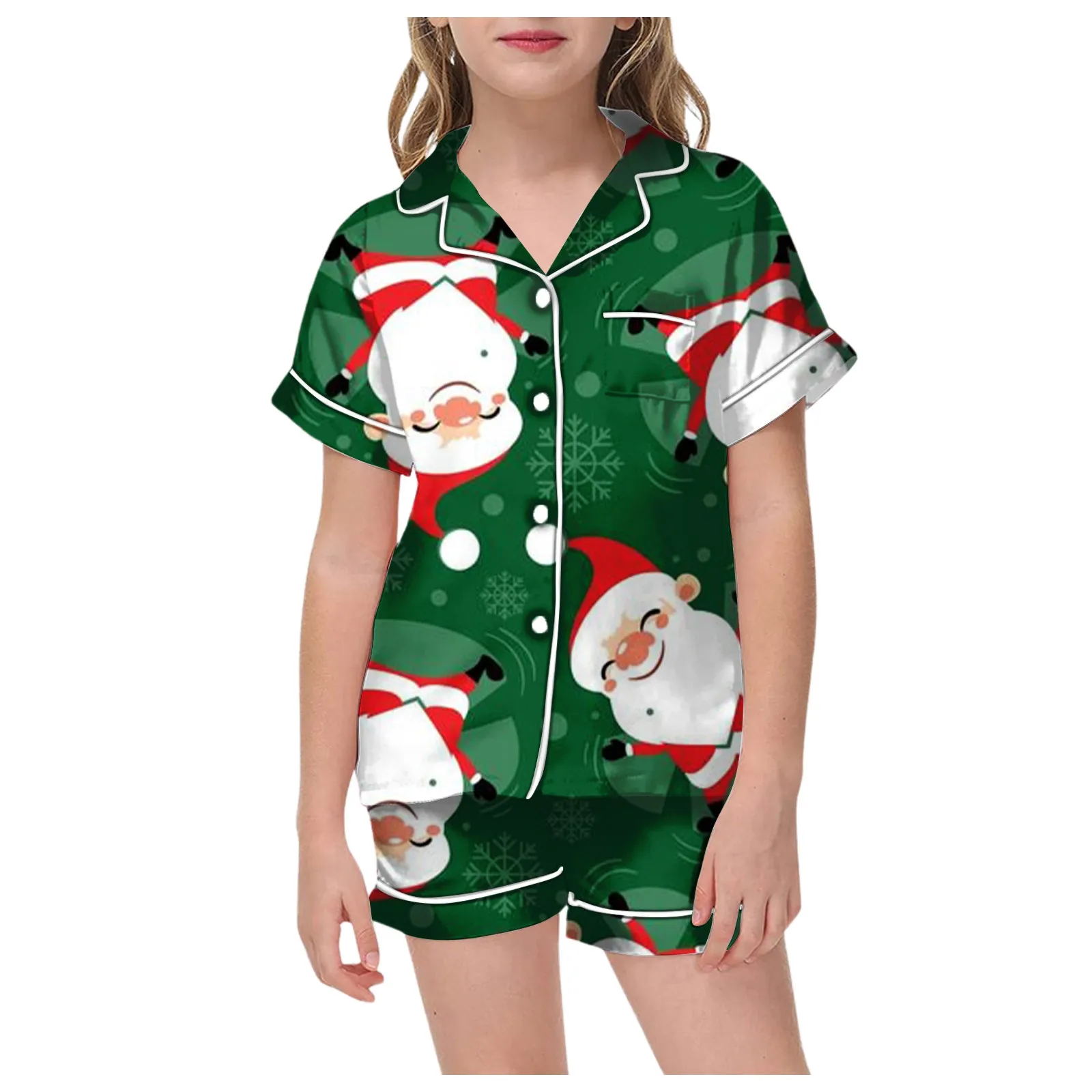 Pajamas For Children Short Sleeve Shirt And Shorts Set Cartoon Cute Printing Fashion Sleepwear Set With Pockets For Christmas
Pajamas For Children Short Sleeve Shirt And Shorts Set Cartoon Cute Printing Fashion Sleepwear Set With Pockets For Christmas