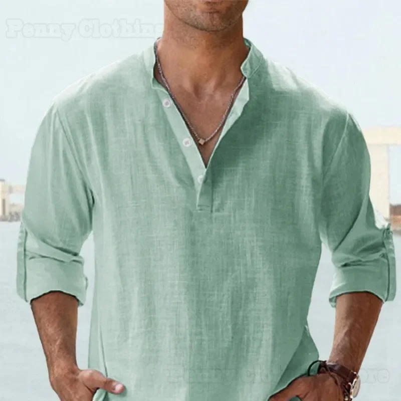 Men's Linen Stand Collar Long Sleeve T-Shirt Loose Undershirt Solid Color Long Sleeve Cotton and Linen Shirt Large Size S-5XL
Men's Linen Stand Collar Long Sleeve T-Shirt Loose Undershirt Solid Color Long Sleeve Cotton and Linen Shirt Large Size S-5XL