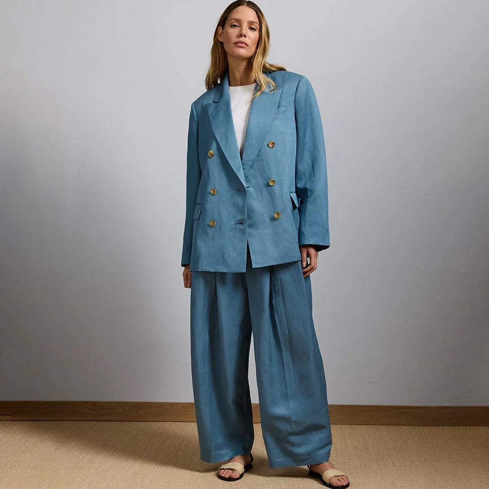 Leisure Women's Suits Pants Sets Casual Double Breasted Peak Lapel 2 Piece Jacket Trousers Formal Evening Outfits Clothing
Leisure Women's Suits Pants Sets Casual Double Breasted Peak Lapel 2 Piece Jacket Trousers Formal Evening Outfits Clothing