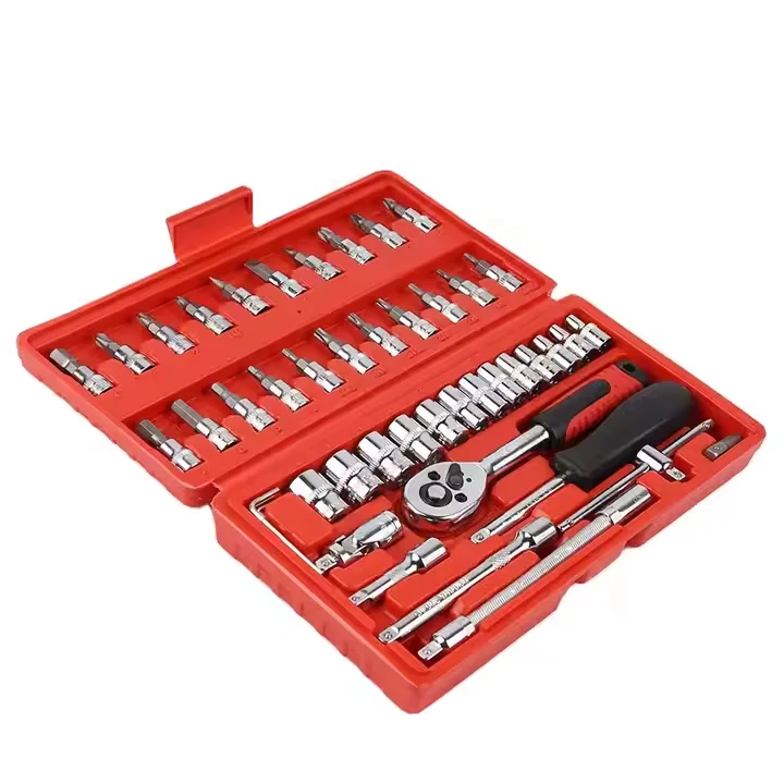 Tool Kit 46 Piece/Set 1/4-Inch Socket Set Car Repair Tool Ratchet Torque Wrench Combo Auto Repairing Tool Set
Tool Kit 46 Piece/Set 1/4-Inch Socket Set Car Repair Tool Ratchet Torque Wrench Combo Auto Repairing Tool Set