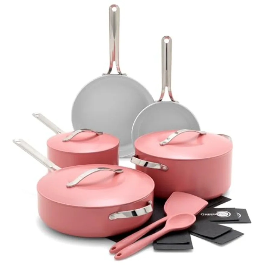 10Piece Cookware Set with PFASFree Ceramic Nonstick Coating for Everyday Cooking Ideal for Frying Sauteing and Simmering Includ
10Piece Cookware Set with PFASFree Ceramic Nonstick Coating for Everyday Cooking Ideal for Frying Sauteing and Simmering Includ