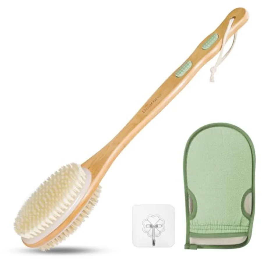 Body Brush with Exfoliating Mitt Set, Dual-Sided Long Handle with Soft and Stiff Natural Bristles, Shower Scrub for Dead Skin R
Body Brush with Exfoliating Mitt Set, Dual-Sided Long Handle with Soft and Stiff Natural Bristles, Shower Scrub for Dead Skin R