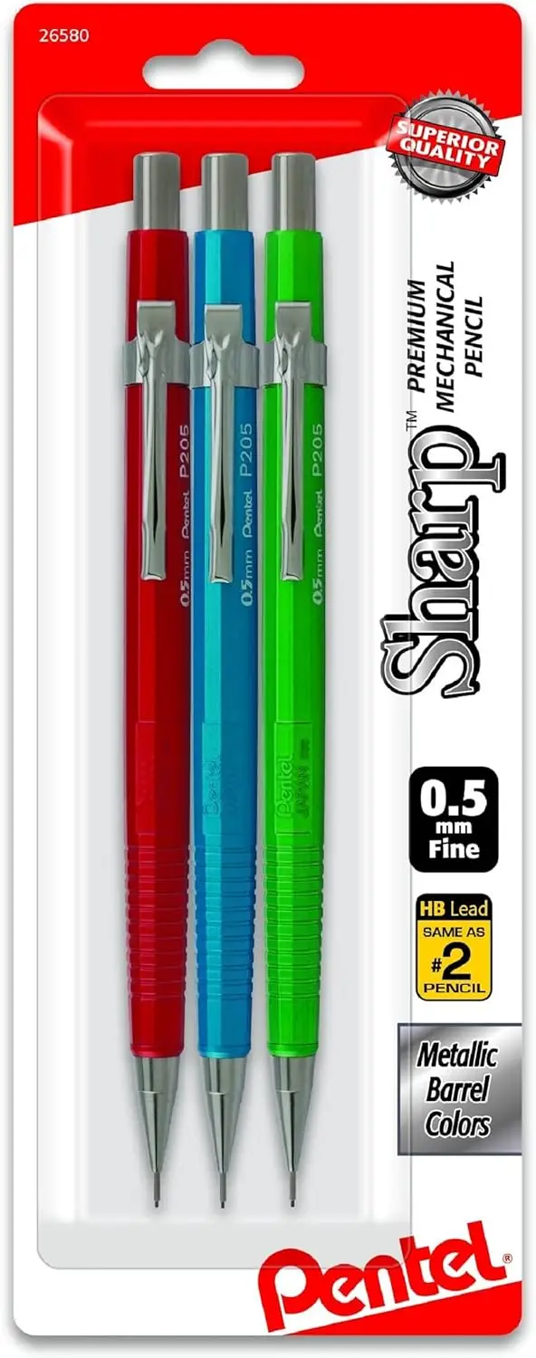 Набор механических карандашей с металлическим корпусом 0,5 мм, разные цвета, 3 штуки в упаковке, для плавного письма
Набор механических карандашей с металлическим корпусом 0,5 мм, разные цвета, 3 штуки в упаковке, для плавного письма