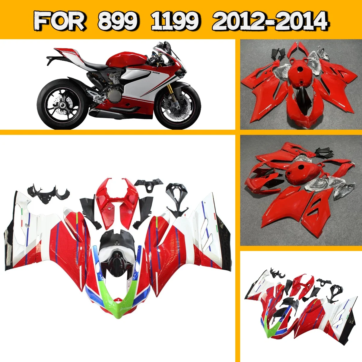 2012 2013 2014 899 1199 Aftermarket ABS Injection Kit Body Work Fairings Fit for 12 13 14 Ducati 899 1199 Fairing Kit
2012 2013 2014 899 1199 Aftermarket ABS Injection Kit Body Work Fairings Fit for 12 13 14 Ducati 899 1199 Fairing Kit