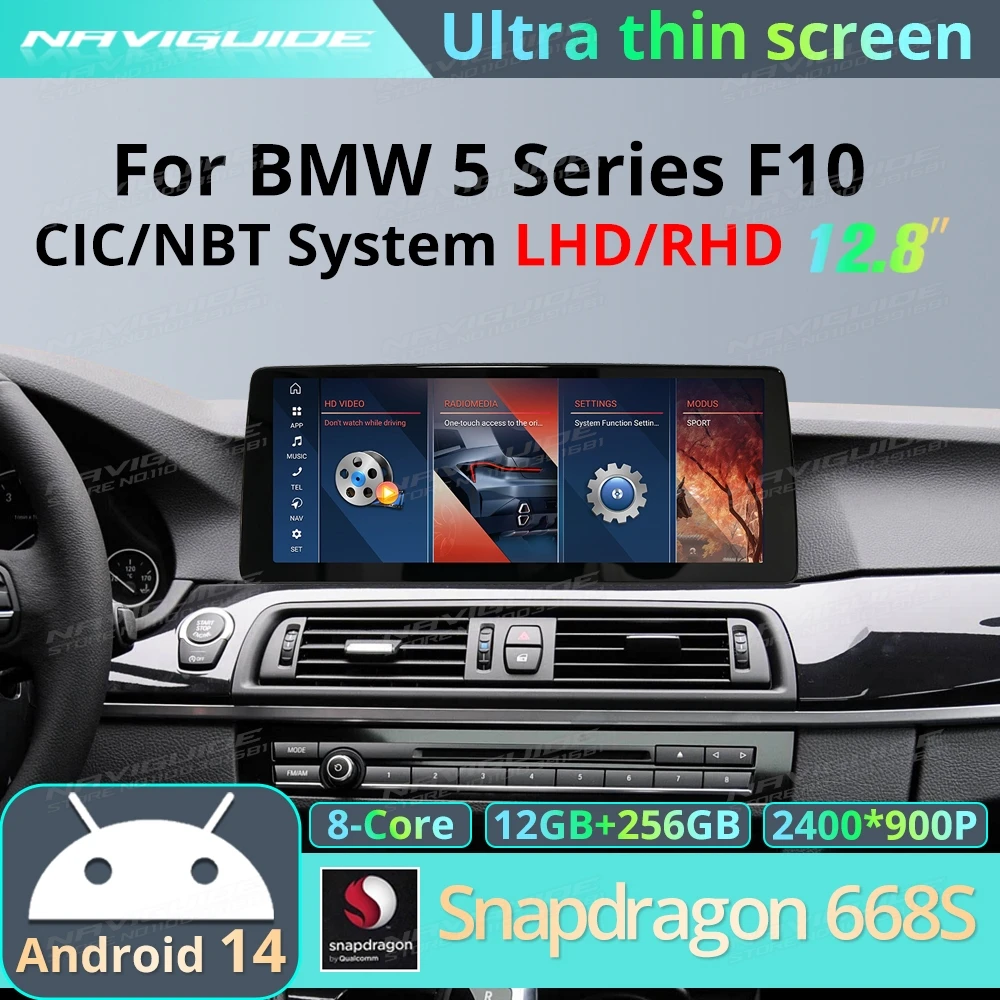 NAVIGUIDE 12.8" Android14 Ultra-thin Screen For BMW 5 Series F10 Multimedia Player Wireless Carplay Auto Smart Display Screen BT
NAVIGUIDE 12.8" Android14 Ultra-thin Screen For BMW 5 Series F10 Multimedia Player Wireless Carplay Auto Smart Display Screen BT