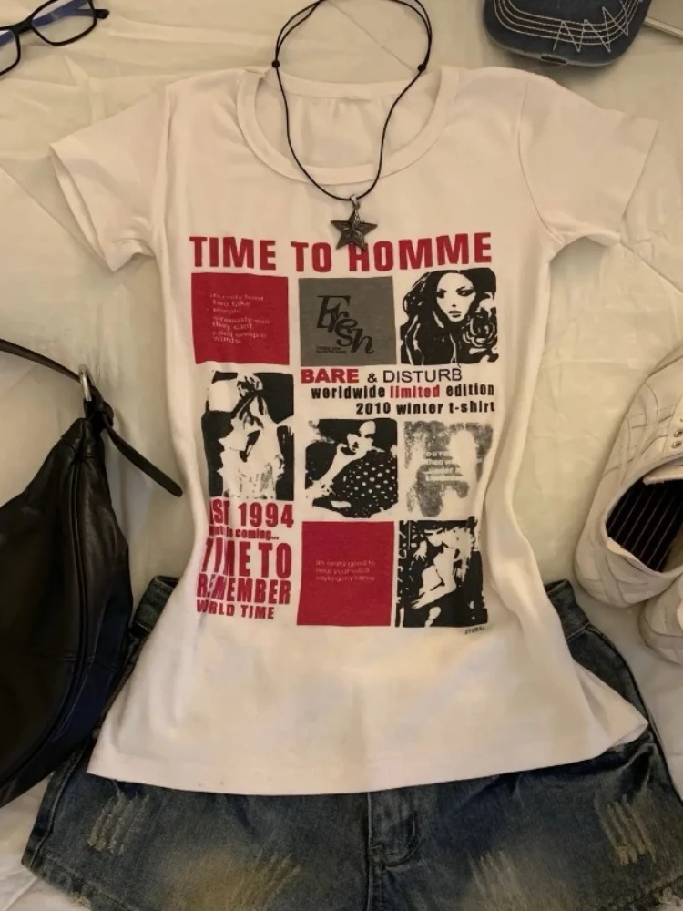 HOUZHOU Y2k Vintage White Letter Print Women T-Shirts Harajuku Short Sleeve American Retro Tees Slim Streetwear Gyaru Summer
HOUZHOU Y2k Vintage White Letter Print Women T-Shirts Harajuku Short Sleeve American Retro Tees Slim Streetwear Gyaru Summer