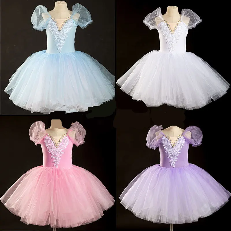 Children Puff Sleeve Pink/Blue/White Tutu Ballet Dress Girls Romantic Ballerina Ballroom Party Stage Performance Dance Costume
Children Puff Sleeve Pink/Blue/White Tutu Ballet Dress Girls Romantic Ballerina Ballroom Party Stage Performance Dance Costume