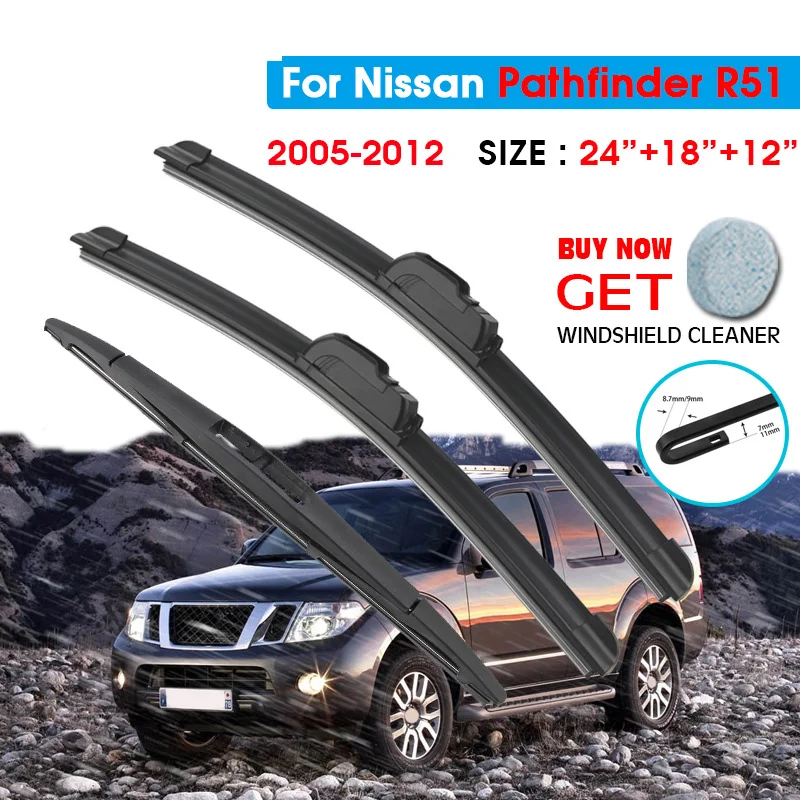 Car Wiper Front Rear Blades Set For Nissan Pathfinder R51 2005 2006 2007 2008 2009 2010 2011 2012 Front Rear Window 24"+18"+12"
Car Wiper Front Rear Blades Set For Nissan Pathfinder R51 2005 2006 2007 2008 2009 2010 2011 2012 Front Rear Window 24"+18"+12"