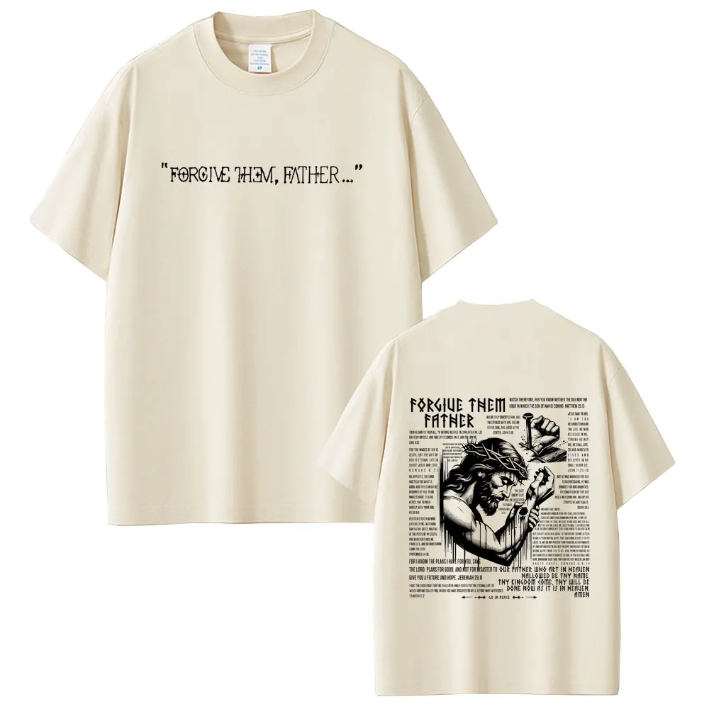 Christian Religious Jesus Forgive Them Father Double Sided Print T-shirt Men Women Vintage Casual T Shirts Male Soft Cotton Tees
Christian Religious Jesus Forgive Them Father Double Sided Print T-shirt Men Women Vintage Casual T Shirts Male Soft Cotton Tees