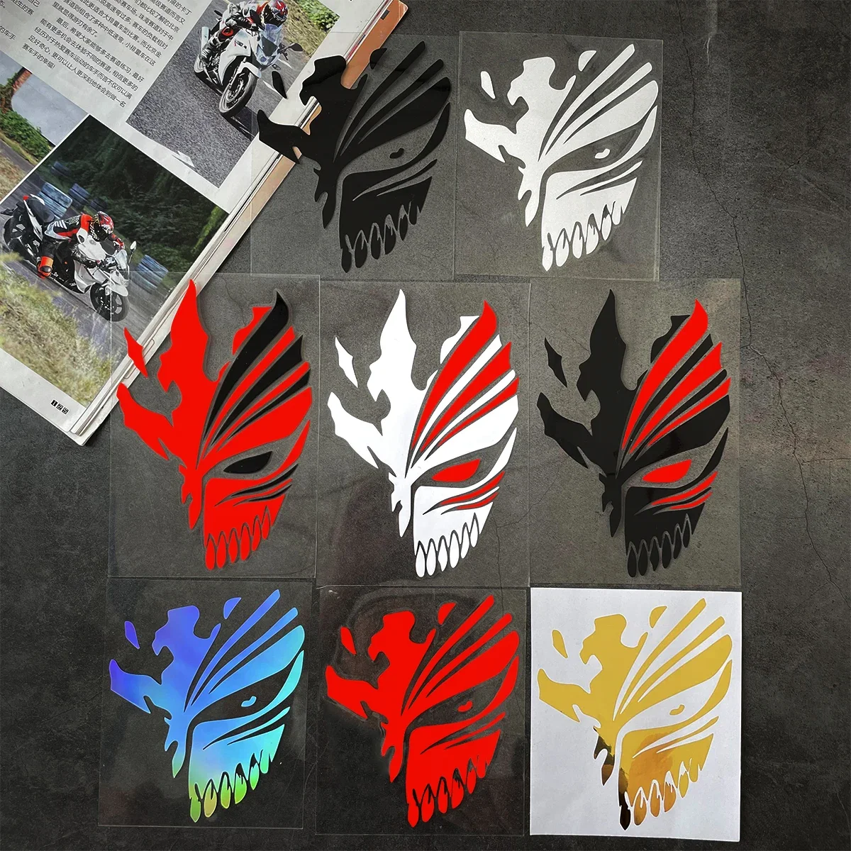 Death Mask Anime JDM Reflective Motorcycle Stickers Decor Helmet Front Windshield Tail Box Body Fuel Tank Racing Riding Decal
Death Mask Anime JDM Reflective Motorcycle Stickers Decor Helmet Front Windshield Tail Box Body Fuel Tank Racing Riding Decal