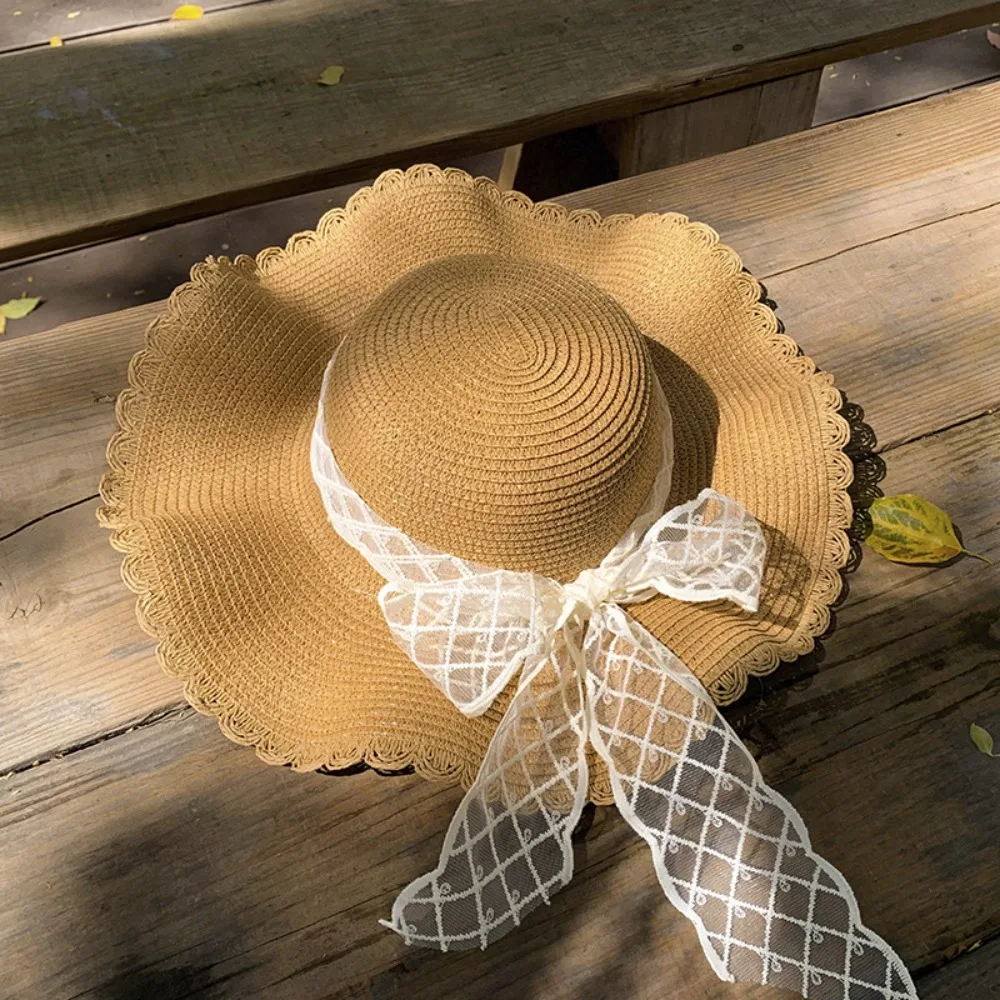 Fashion Spring Summer Bow Ribbon Straw Hat French Style Big Brim Lace Straw Hat Foldable Beach Women's Sun Hat Outdoor
Fashion Spring Summer Bow Ribbon Straw Hat French Style Big Brim Lace Straw Hat Foldable Beach Women's Sun Hat Outdoor