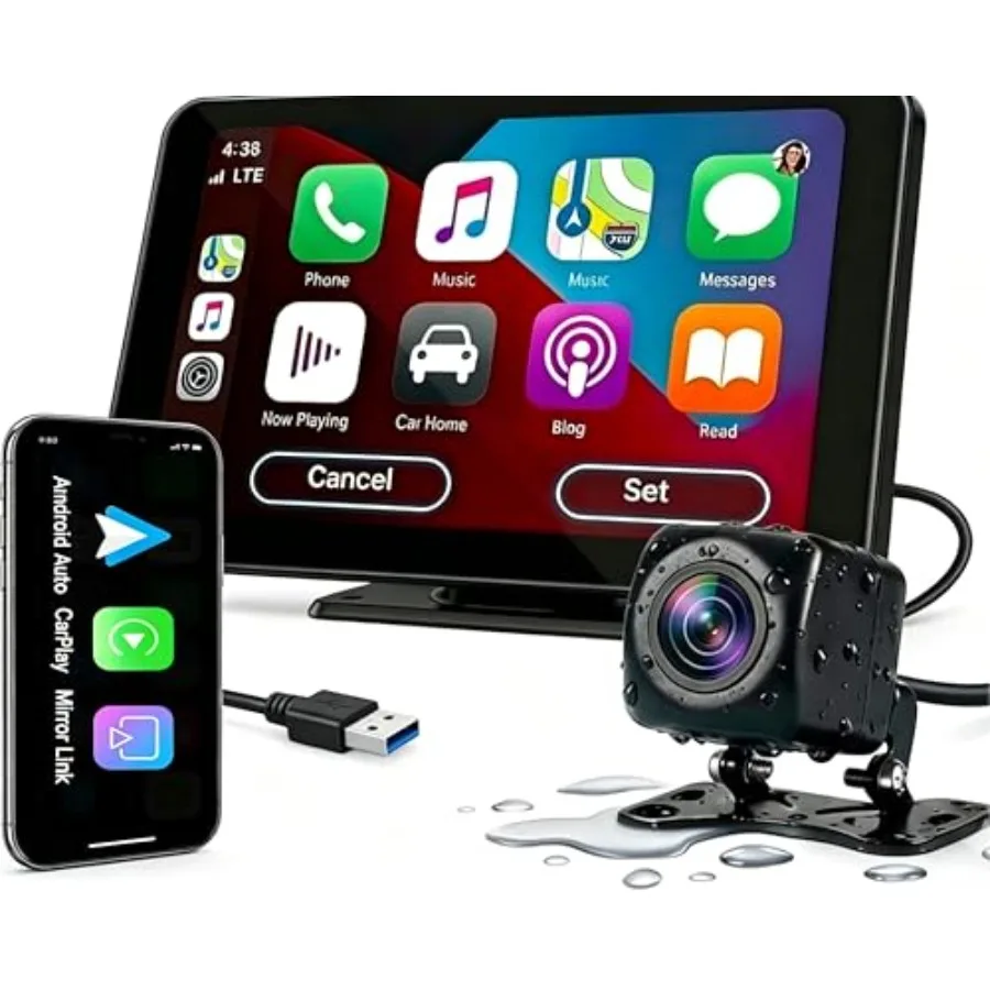 Carplay Screen for Car, 7'' Wireless CarPlay and Android Auto- Upgrade Portable Touchscreen with Bluetooth, Mirror Link, Voice
Carplay Screen for Car, 7'' Wireless CarPlay and Android Auto- Upgrade Portable Touchscreen with Bluetooth, Mirror Link, Voice