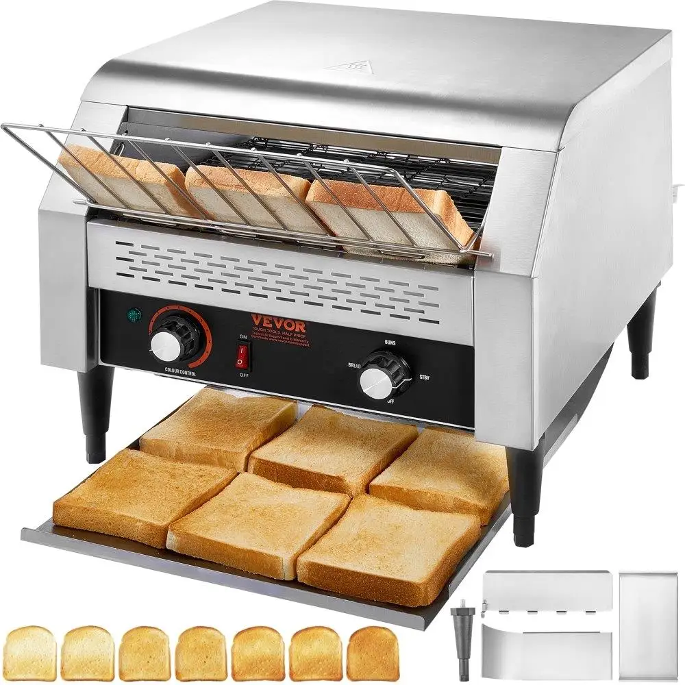 Commercial Conveyor Toaster 450 Slices Per Hour Heavy Duty Stainless Steel Electric Restaurant for toast Bun Bagel Bread Oven
Commercial Conveyor Toaster 450 Slices Per Hour Heavy Duty Stainless Steel Electric Restaurant for toast Bun Bagel Bread Oven