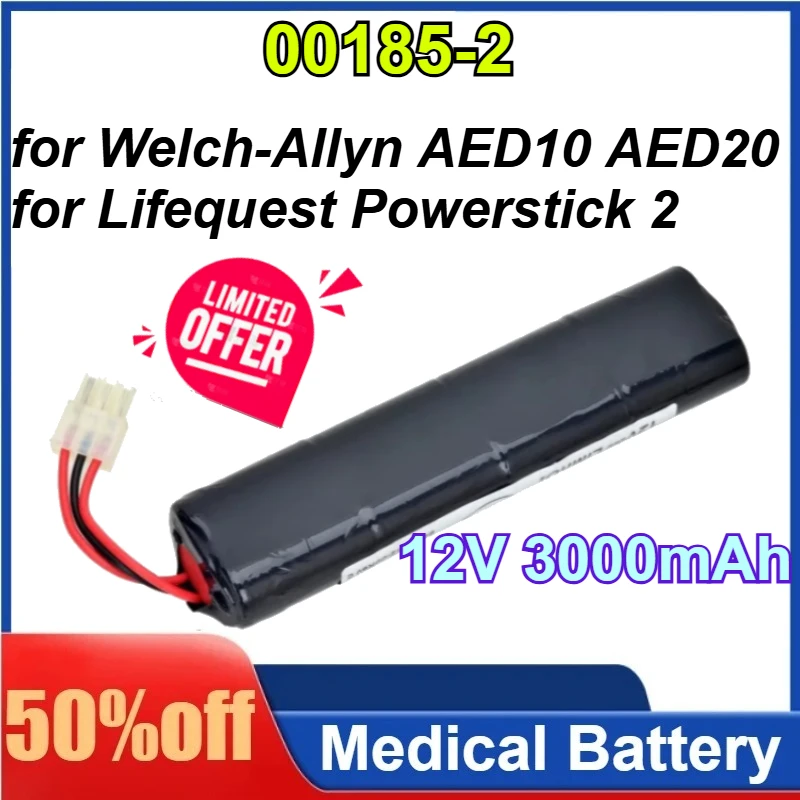 00185-2 12V 3000mAh for Welch-Allyn AED10 AED20 for Lifequest Powerstick 2 Grason Stadler AED Medical Battery
00185-2 12V 3000mAh for Welch-Allyn AED10 AED20 for Lifequest Powerstick 2 Grason Stadler AED Medical Battery
