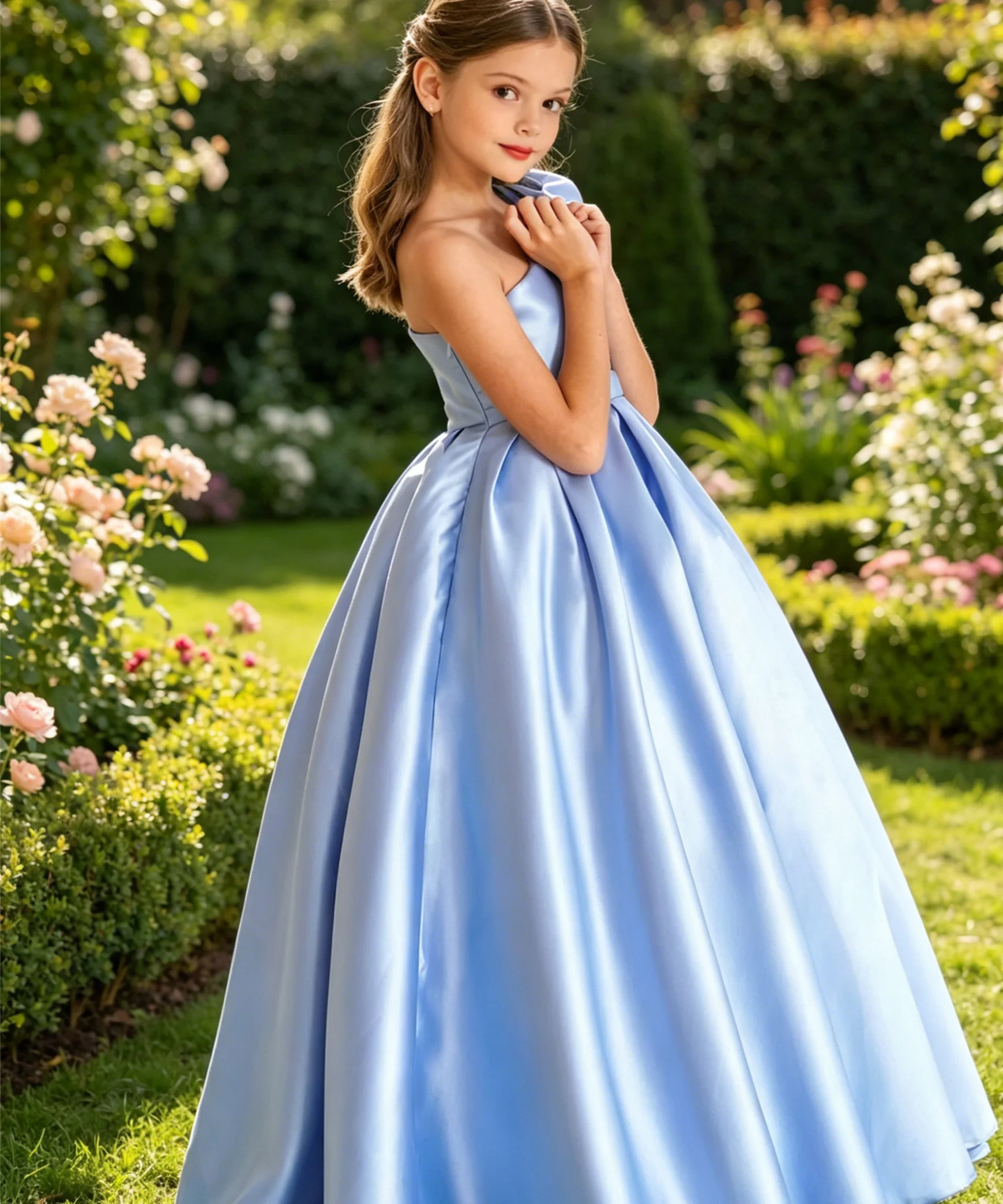 Customized Blue Flower Girl Dress For Wedding Bow Satin Sleeveless Floor Length Elegant Kids Birthday First Communion Gown
Customized Blue Flower Girl Dress For Wedding Bow Satin Sleeveless Floor Length Elegant Kids Birthday First Communion Gown