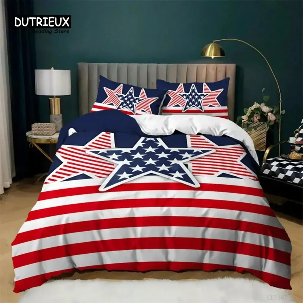 3D Print National Flag Bedding Set Queen Size Microfiber Geometric Stripe American Flag Duvet Cover Set with 2 Pillowcases
3D Print National Flag Bedding Set Queen Size Microfiber Geometric Stripe American Flag Duvet Cover Set with 2 Pillowcases