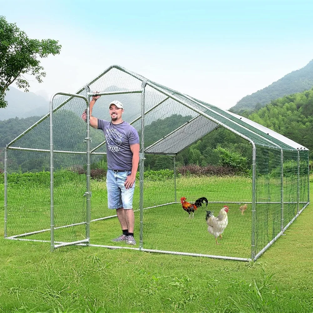 Metal Large Chicken Coop, Spire Shape Walk-in Poultry Chicken Hen cage, Rabbits Duck Cages with Waterproof and Anti-Ultr
Metal Large Chicken Coop, Spire Shape Walk-in Poultry Chicken Hen cage, Rabbits Duck Cages with Waterproof and Anti-Ultr