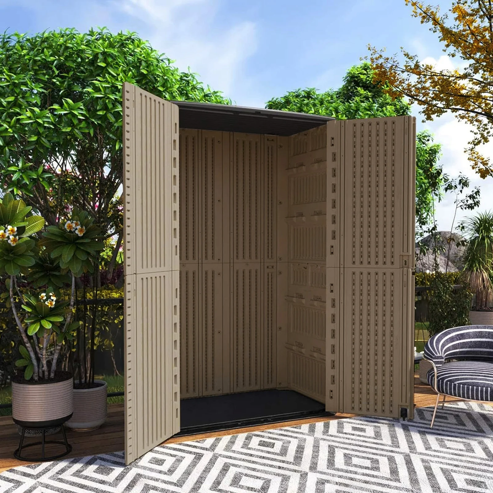 Outdoor Storage Cabinet, Premium HDPE Waterproof Resin Deck Box with Floor Panel, Reinforced Corners. Weather-resistant & Sturdy for Garage, Pool Storage & Backyard Organization (Coffee)
Outdoor Storage Cabinet, Premium HDPE Waterproof Resin Deck Box with Floor Panel, Reinforced Corners. Weather-resistant & Sturdy for Garage, Pool Storage & Backyard Organization (Coffee)