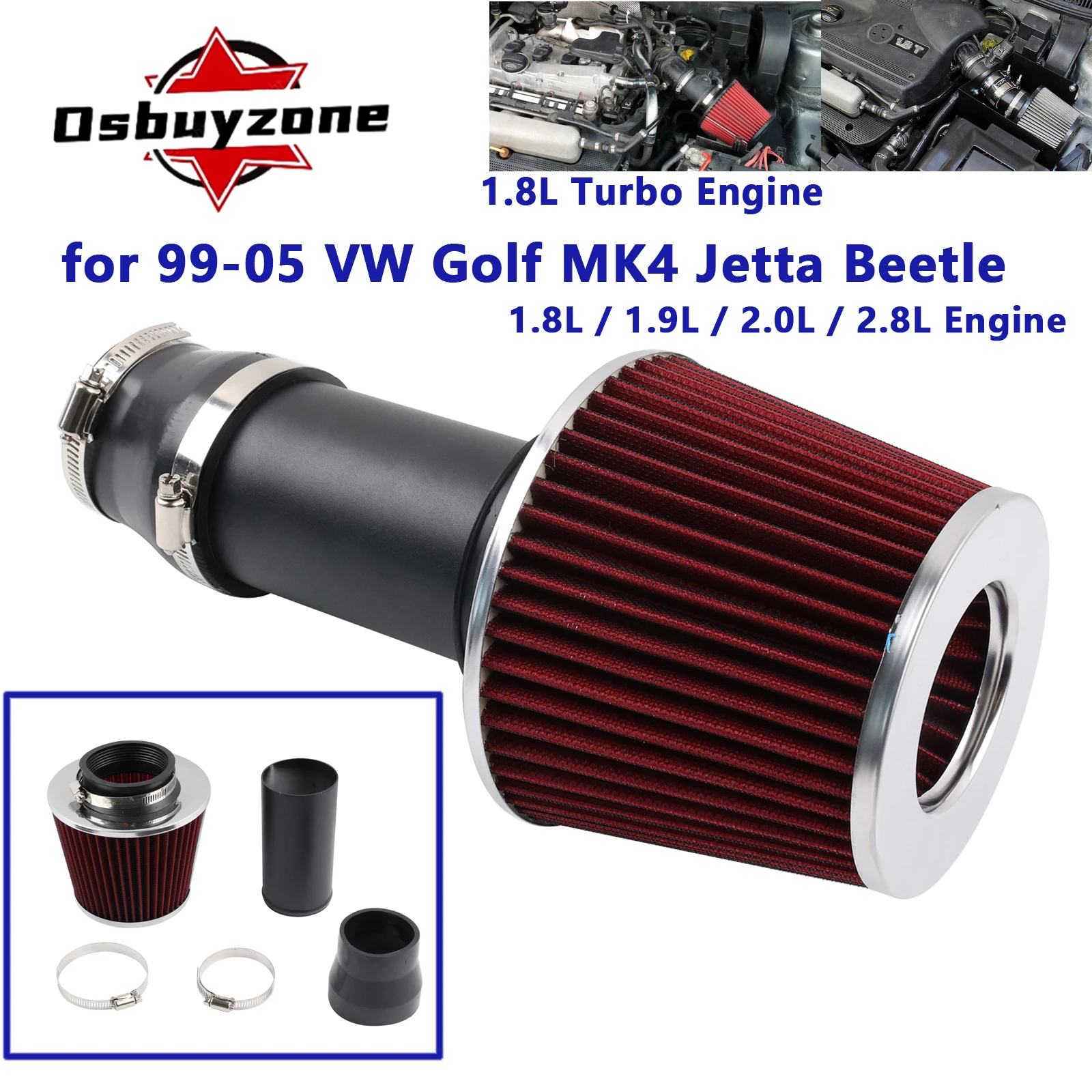 2.75" Short Ram Air Intake Kit for Vw Golf mk4 Jetta Beetle 1.8L 1.9L 2.0L 2.8L 99-05 Audi TT Quattro 1.8L Turbo Engine 00-06
2.75" Short Ram Air Intake Kit for Vw Golf mk4 Jetta Beetle 1.8L 1.9L 2.0L 2.8L 99-05 Audi TT Quattro 1.8L Turbo Engine 00-06