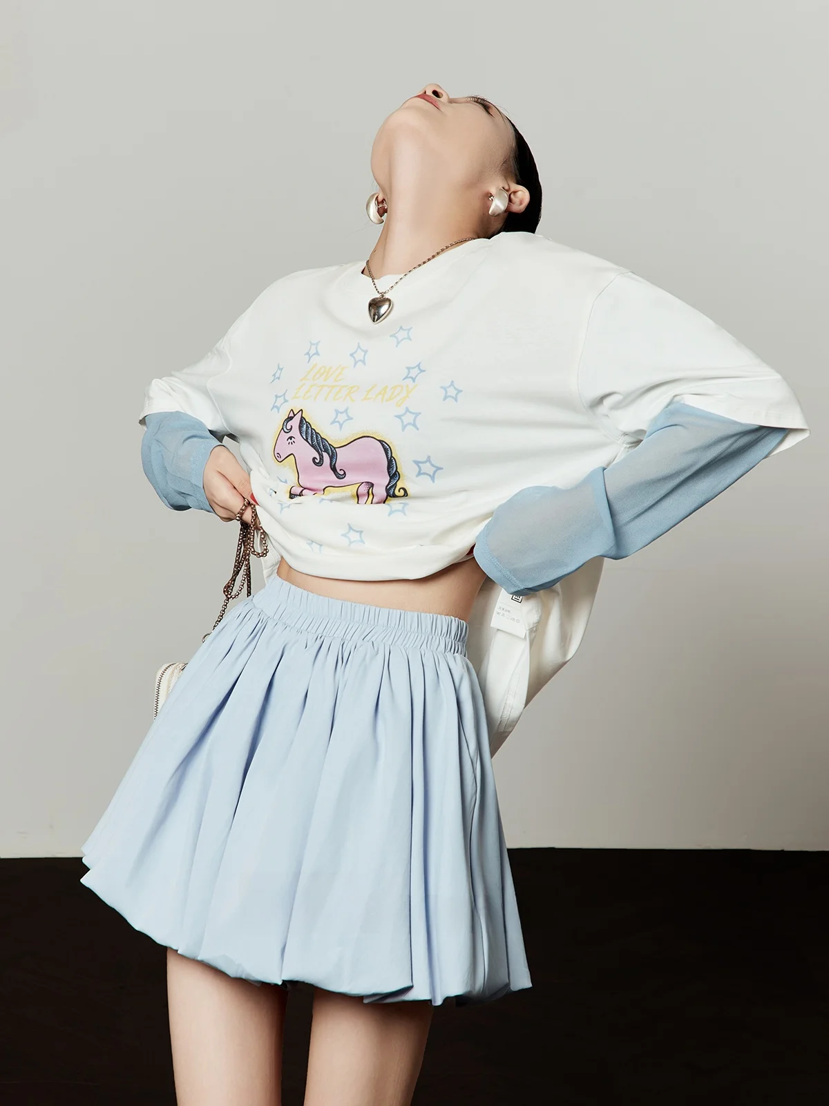 Loose Fit Princess Style T-Shirt Women's Spring Summer New Blue Star Yellow Dot Print Top Fashionable Ageless White Blue
Loose Fit Princess Style T-Shirt Women's Spring Summer New Blue Star Yellow Dot Print Top Fashionable Ageless White Blue