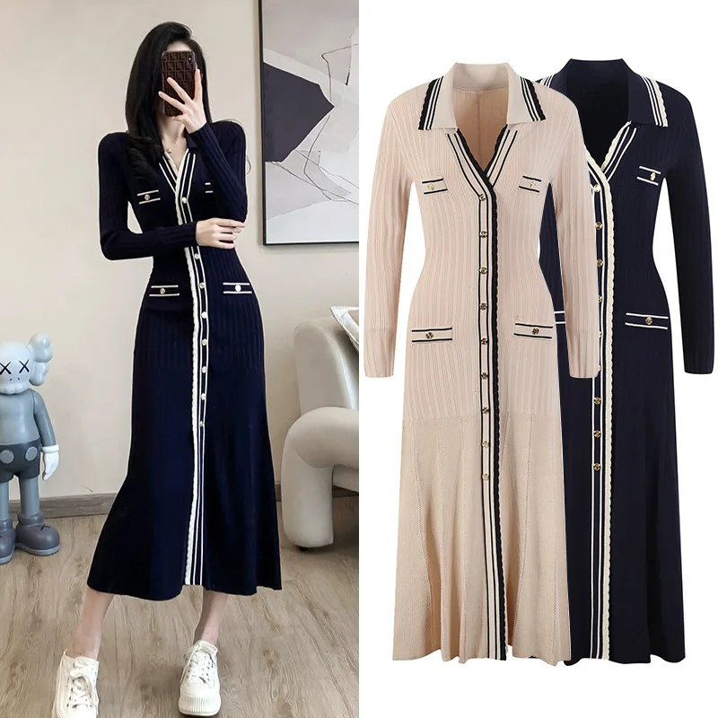 Sexy Knitted Dr Single Button Women's Faion Long Slimming Gown mid Waist Summer Season Collar Other Sles
Sexy Knitted Dr Single Button Women's Faion Long Slimming Gown mid Waist Summer Season Collar Other Sles