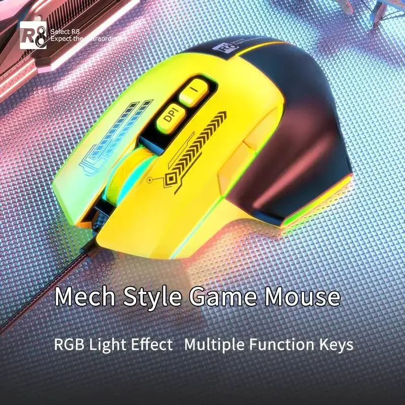 Cyberpunk Mecha Wired Gaming Mouse RGB Rainbow Light 7 Buttons 4 Gear DPI Ergonomic USB Mice for PC Laptop
Cyberpunk Mecha Wired Gaming Mouse RGB Rainbow Light 7 Buttons 4 Gear DPI Ergonomic USB Mice for PC Laptop