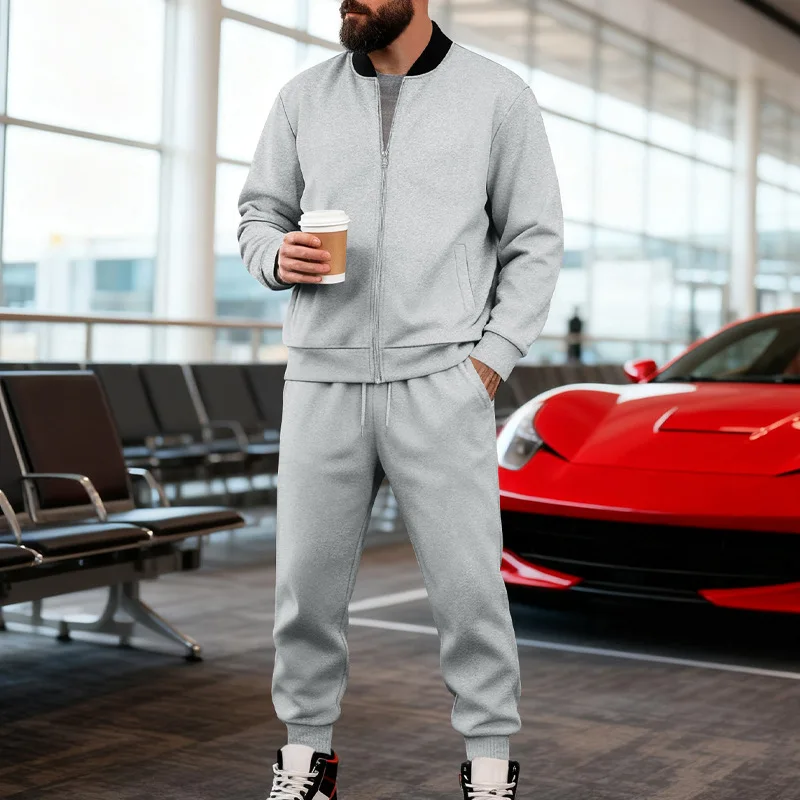 Men's spring-autumn fashionable casual suit with zipper, breathable plain-colored baseball shirt set, beach camping sportswear
Men's spring-autumn fashionable casual suit with zipper, breathable plain-colored baseball shirt set, beach camping sportswear