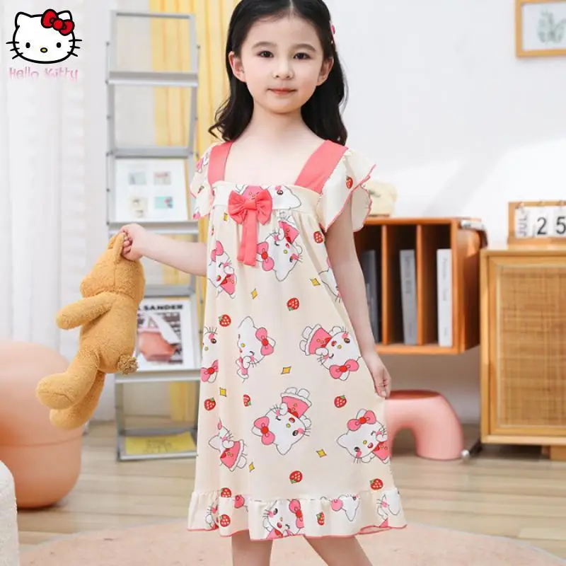 Kawaii Hello Kitty Kuromi Sanrio ночная рубашка на подтяжках для девочек My Melody, новая пижама с героями мультфильмов аниме, короткая юбка, платье, домашняя одежда 
Kawaii Hello Kitty Kuromi Sanrio ночная рубашка на подтяжках для девочек My Melody, новая пижама с героями мультфильмов аниме, короткая юбка, платье, домашняя одежда