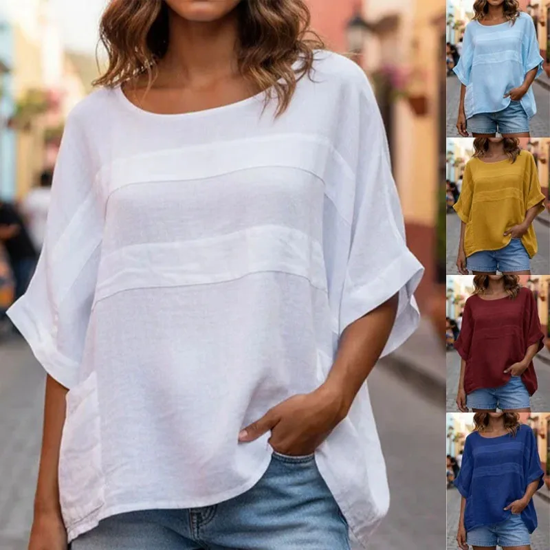 Summer Women's Clothing Vintage Y2k Tops Casual Linen Blend T Shirt Seven Quarter Sleeve Neck Mid Length Loose Fit
Summer Women's Clothing Vintage Y2k Tops Casual Linen Blend T Shirt Seven Quarter Sleeve Neck Mid Length Loose Fit