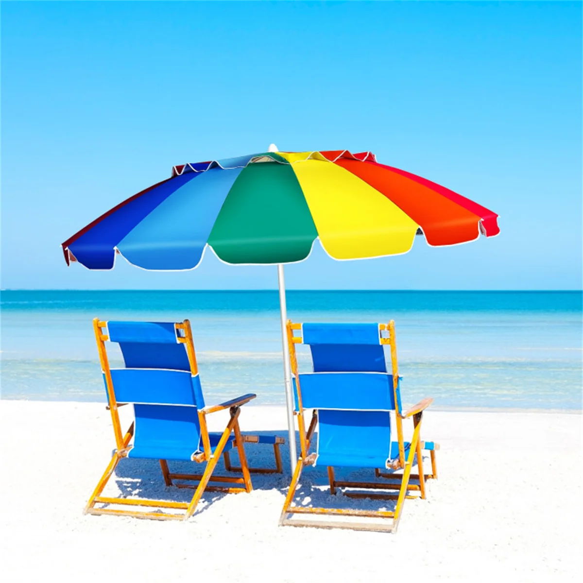 8 Ft Beach Umbrella With UV Protection – 16-Ribbed Windproof Frame
8 Ft Beach Umbrella With UV Protection – 16-Ribbed Windproof Frame