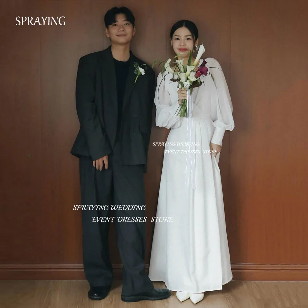 SPRAYING Elegant Ivory Wedding Dress Korea Photo Shoot V Neck Long Sleeve Bridal Gowns A line Long Corset Customized 웨딩드레스
SPRAYING Elegant Ivory Wedding Dress Korea Photo Shoot V Neck Long Sleeve Bridal Gowns A line Long Corset Customized 웨딩드레스
