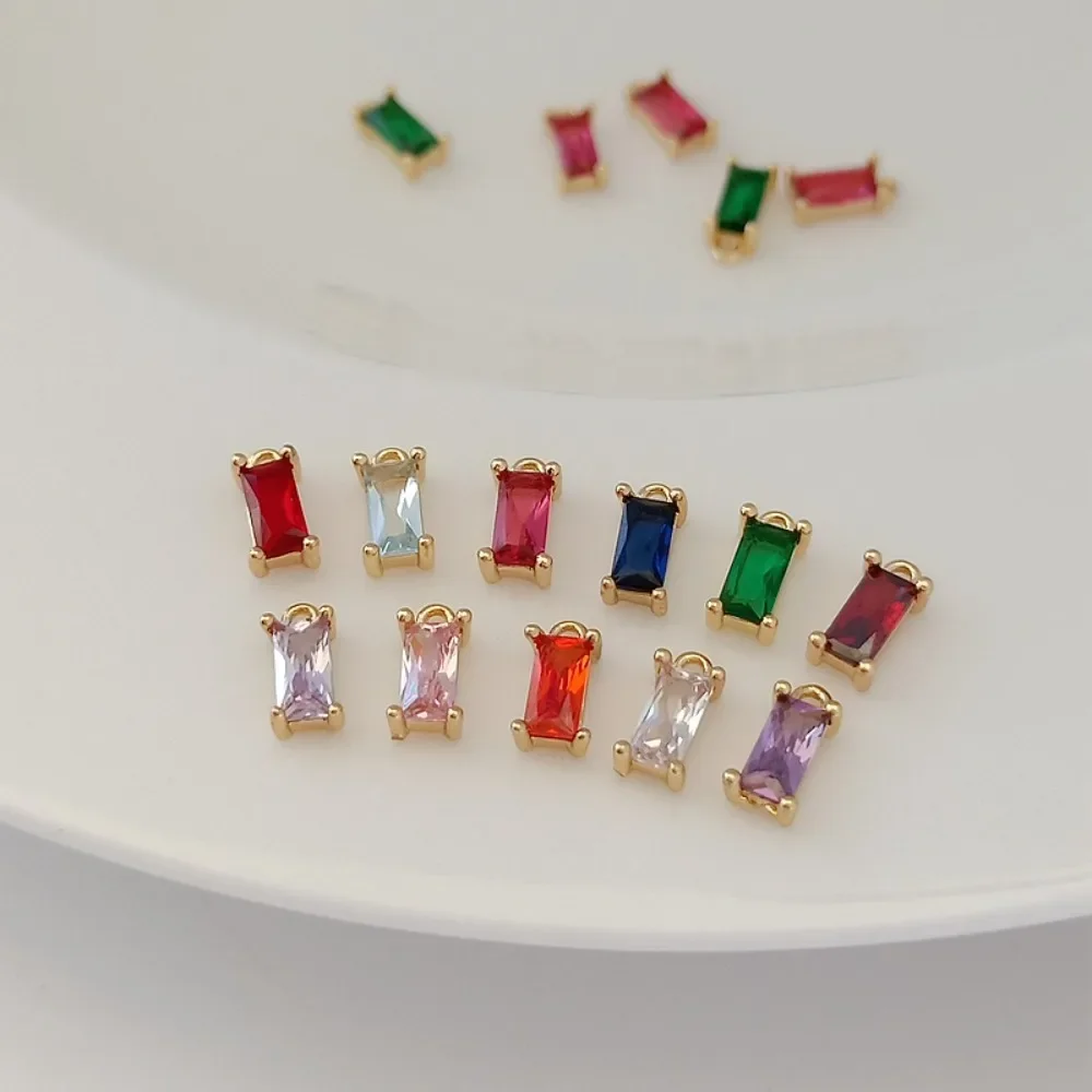 14K Gold-plated Rectangular Zirconium-inlaid Small Pendant, Colored Zirconium Pendant, Bracelet, DIY Handmade Jewelry Accessory
14K Gold-plated Rectangular Zirconium-inlaid Small Pendant, Colored Zirconium Pendant, Bracelet, DIY Handmade Jewelry Accessory