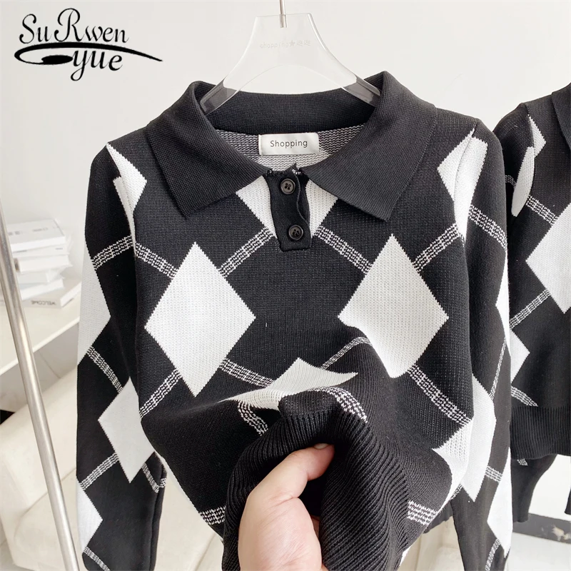 new black rhombus knitted top spring and autumn Korean style long-sleeved loose all-match hot girl short pullover sweater 22893
new black rhombus knitted top spring and autumn Korean style long-sleeved loose all-match hot girl short pullover sweater 22893